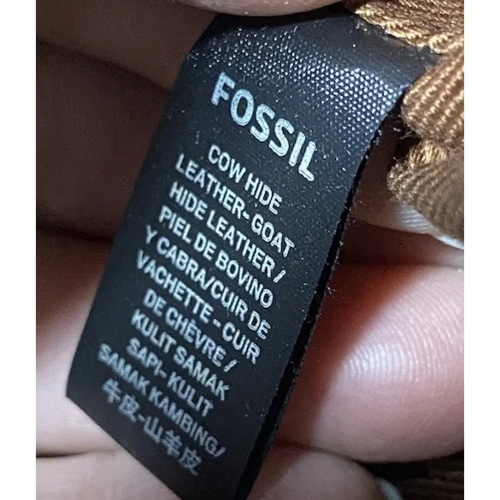 Fossil Striped Leather Top-Zip Women's Crossbody‎ Bag Blue/Black/Orange 8x9.5x1